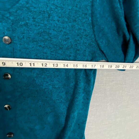 Lily Morgan Tie Front Long Sleeve Top V Neck Teal Colour - Picture 7 of 8